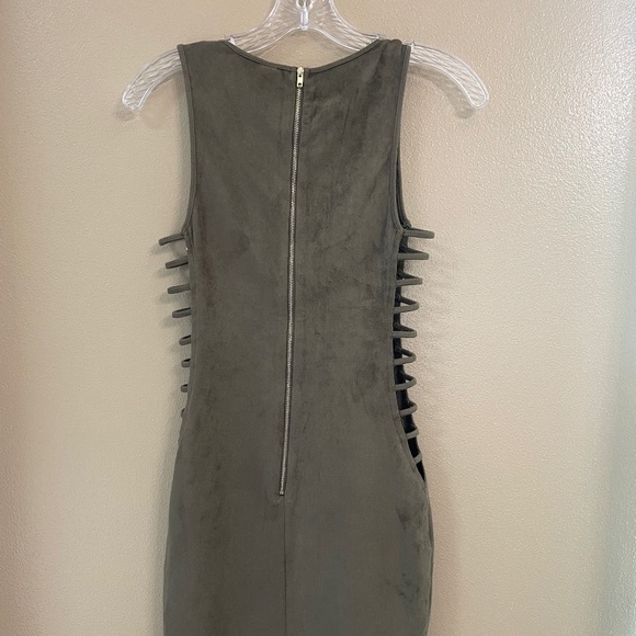Windsor - Olive Suede Cutout Dress. - Picture 6 of 6